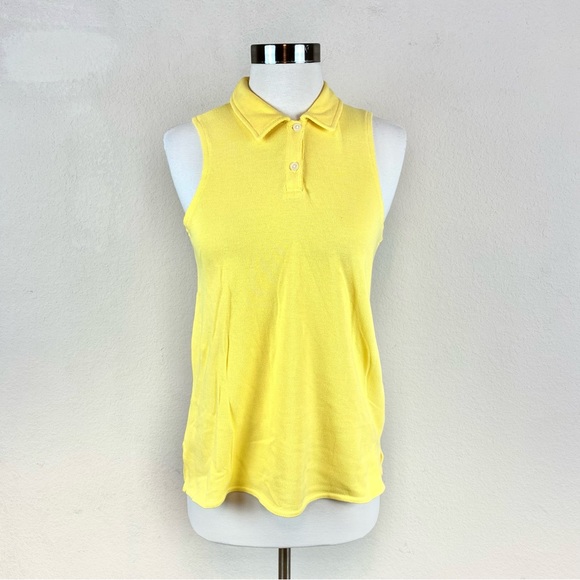 Gap Yellow Cut Off Sleeve Collared Top - Picture 1 of 6